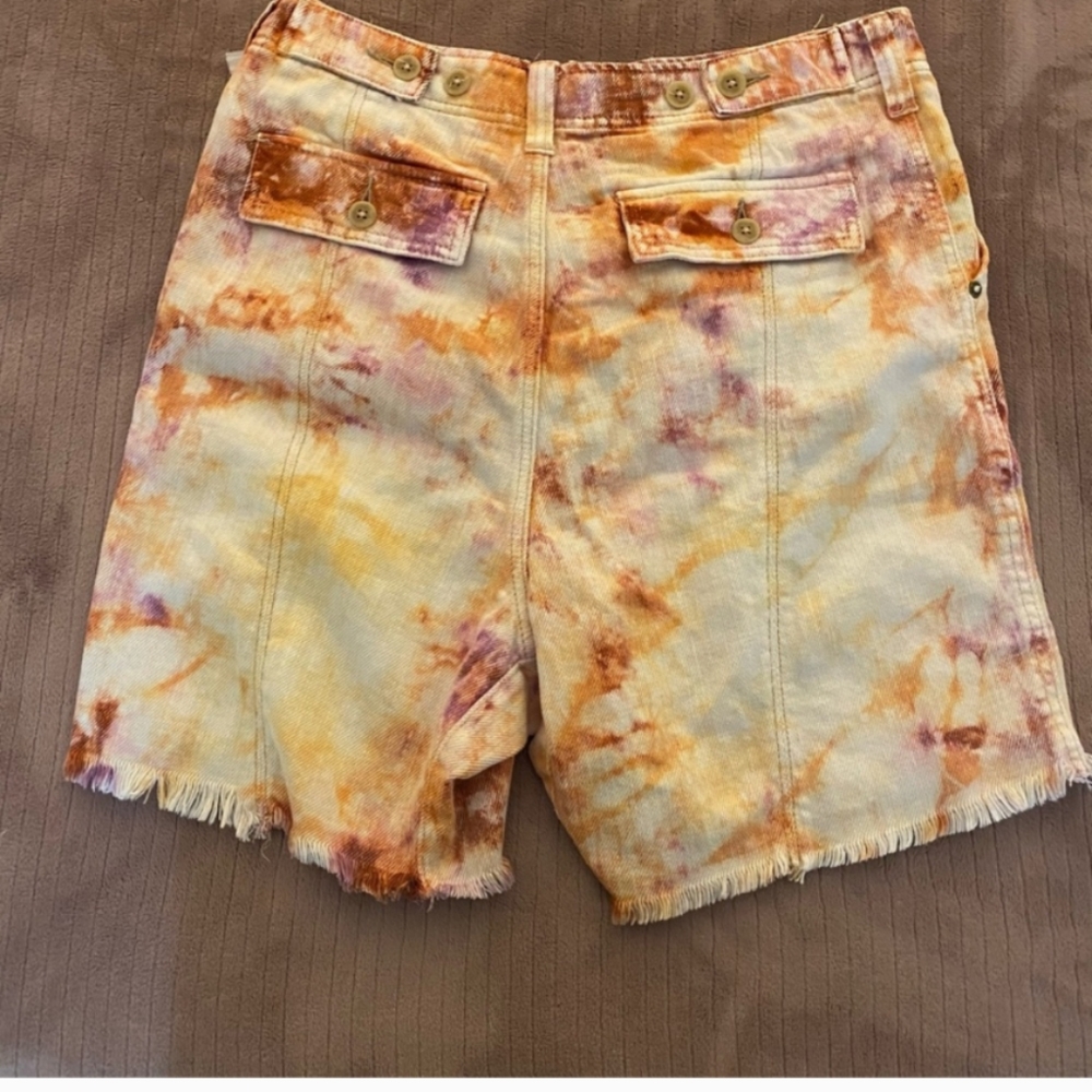 We The Free Tie-Dye Denim Shorts in Orange and Purple - Picture 3 of 6